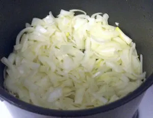 Cook the onions until they’re translucent.